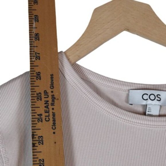 COS Creamy Pink Ribbed Long Sleeve Top Minimalist Basic Luxe L - Picture 5 of 5